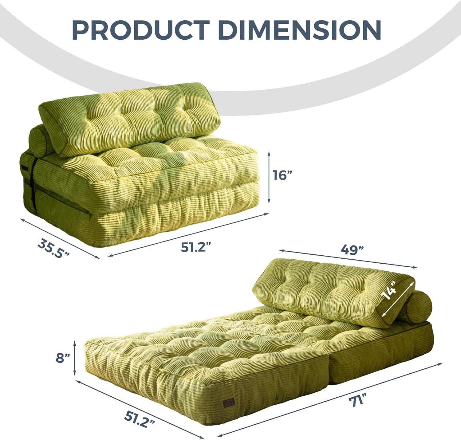 MAXYOYO Folding Sofa Bed Convertible Sleeper Chair with Pillow