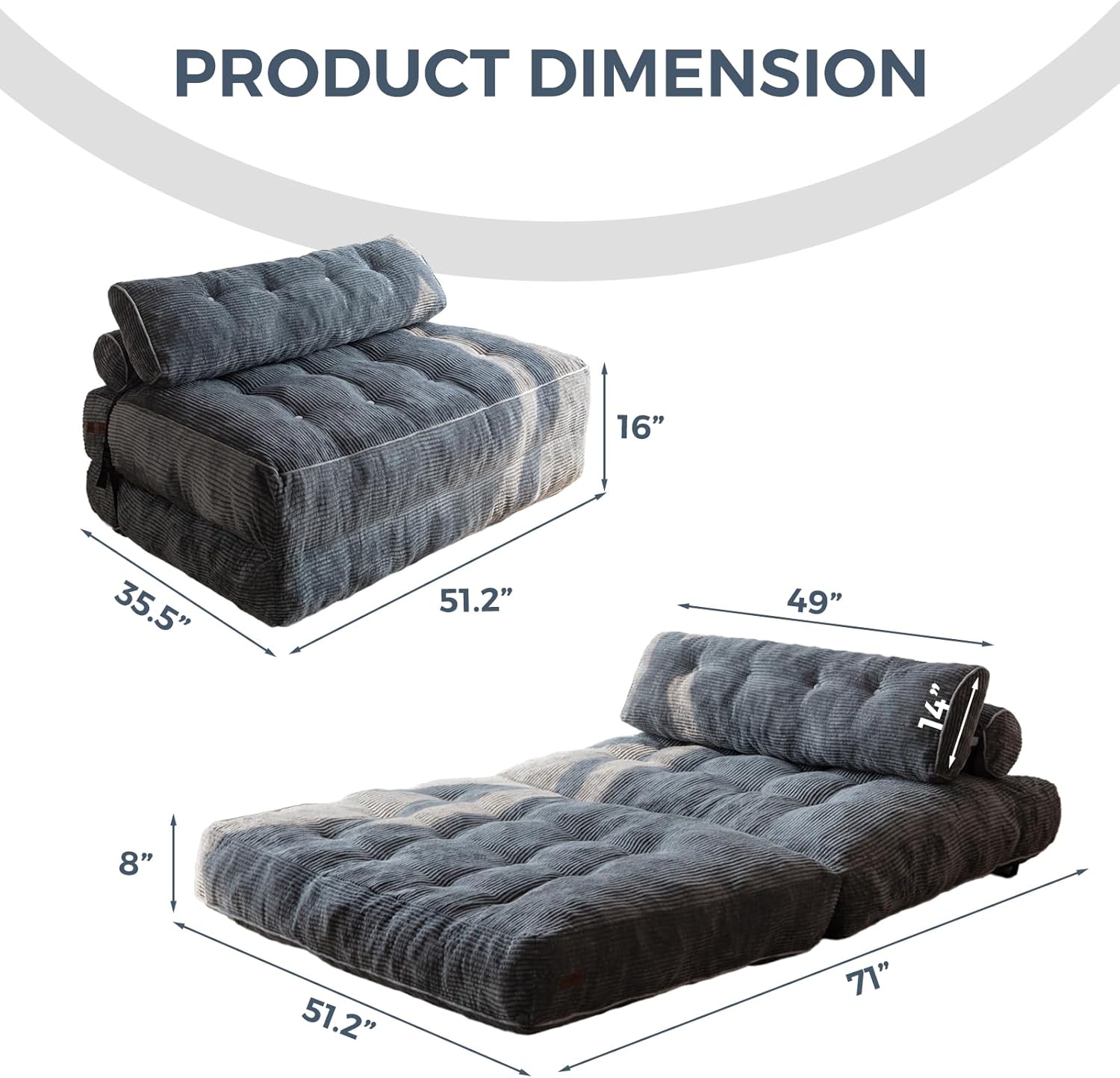 MAXYOYO Folding Sofa Bed Convertible Sleeper Chair with Pillow