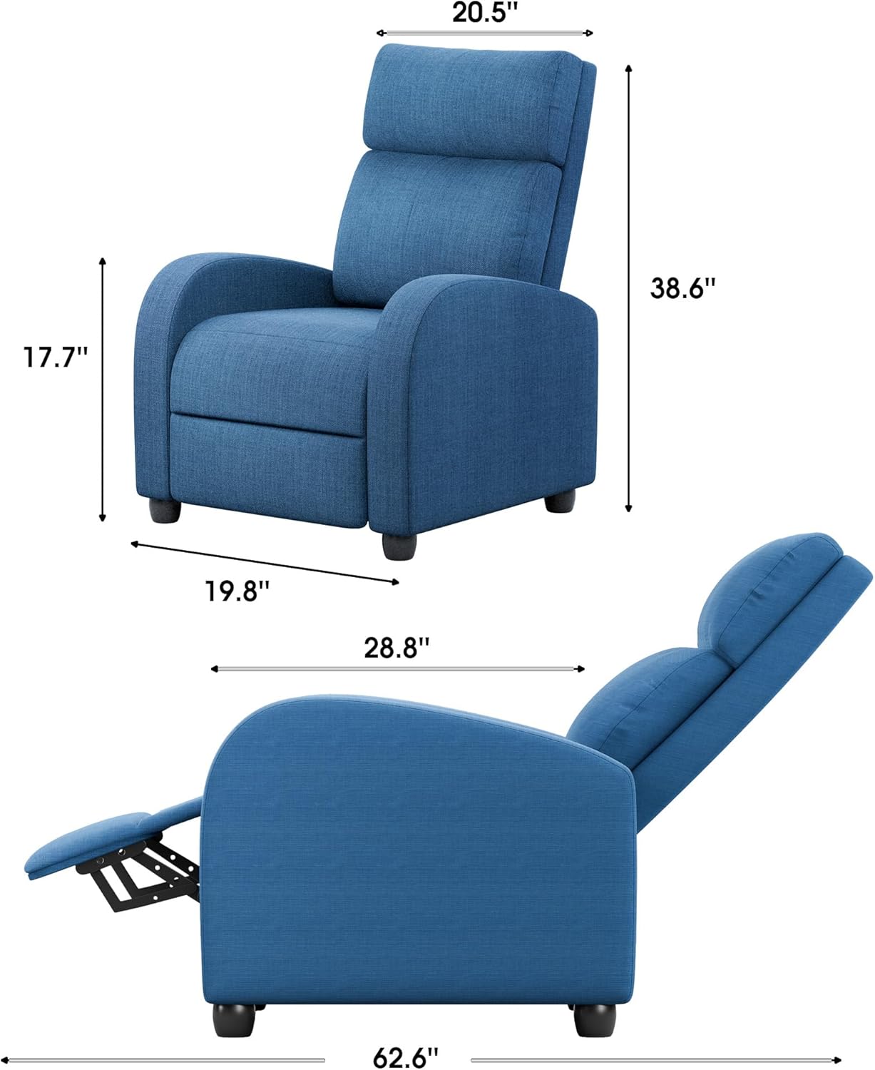 Homall Modern Recliner Chair PU Leather Padded Seat Single Sofa Home Theater