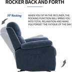Sftaiyou Manual Rocker Recliner Chair Massage Fabric Overstuffed Soft Recliner