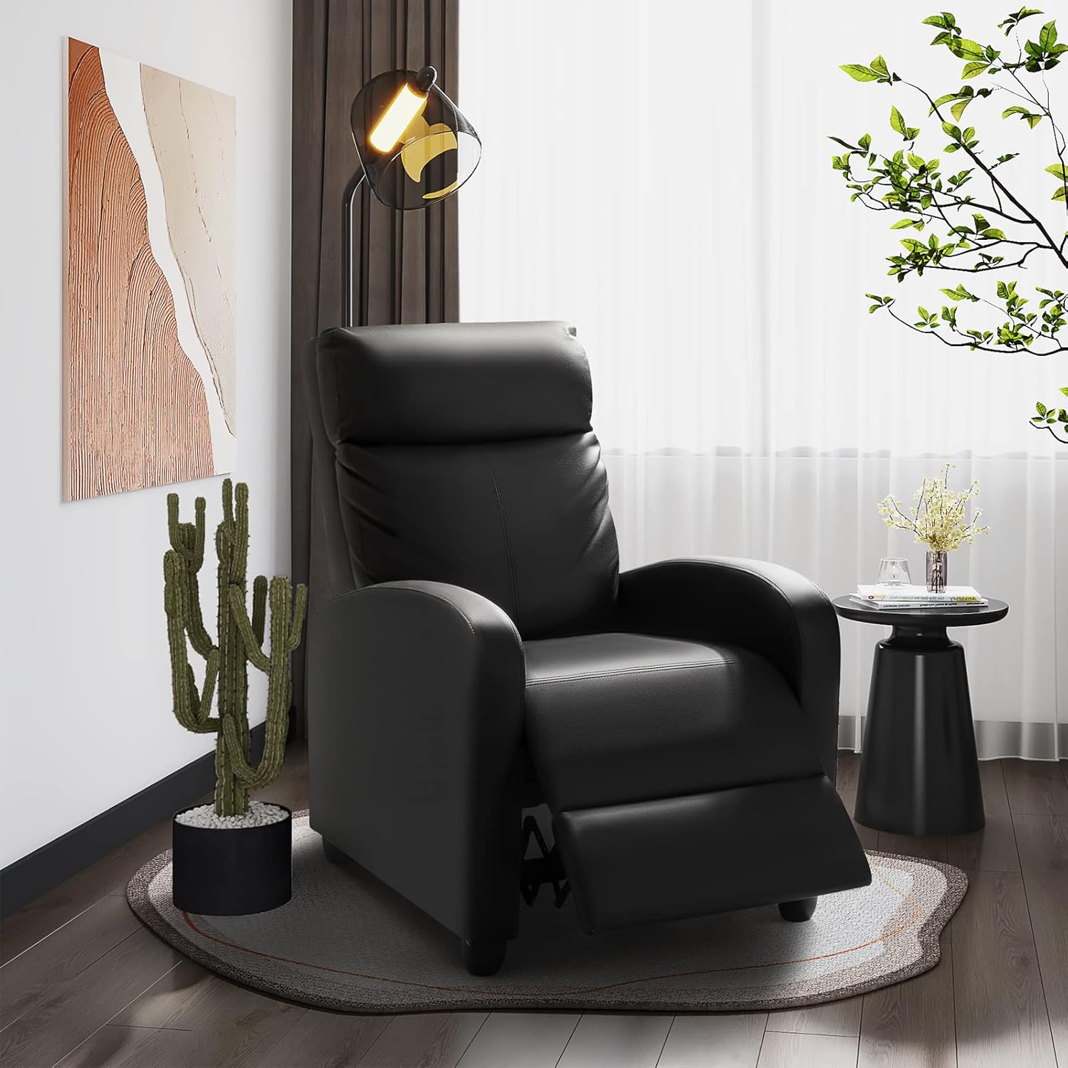 Homall Modern Recliner Chair PU Leather Padded Seat Single Sofa Home Theater