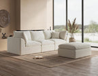 ohllob 110" Cloud Sectional Sofa L Shape Modular Couch with Ottoman 3 Seater