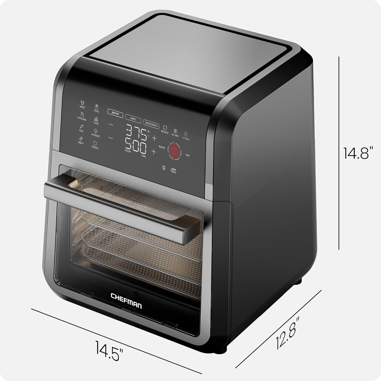 Chefman 12 Quart 6-in-1 Air Fryer Oven Digital Touchscreen 12 Presets Family Size