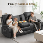 YONISEE 3 Seat Recliner Sofa Large Manual Reclining Couch with Storage Console