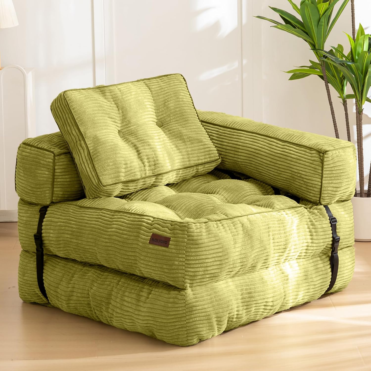 MAXYOYO L Shaped Folding Sofa Bed Convertible Sleeper with Pillow Armrest