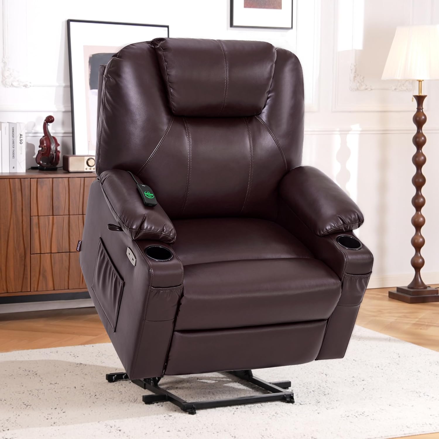 MCombo Electric Power Lift Recliner Massage Heat Chair for Elderly 3 Positions 2 Pockets USB