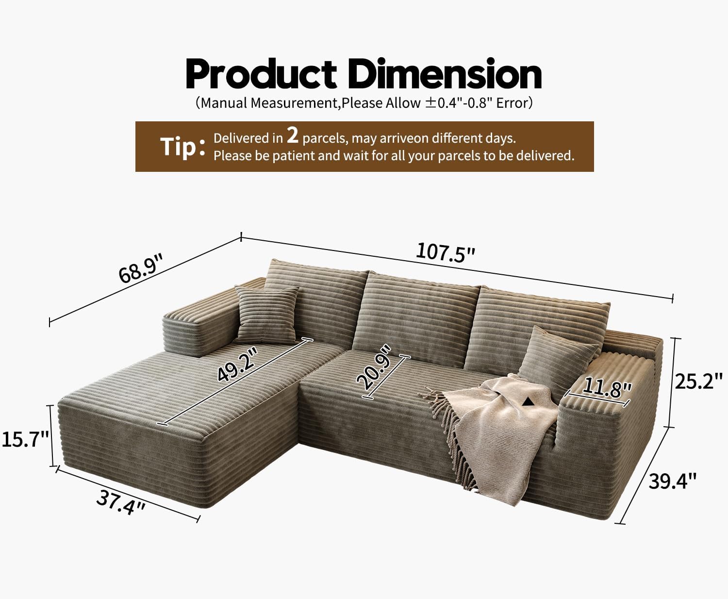 Settab Cloud Modular Sectional Sofa U Shaped Deep Seat Living Room Couch