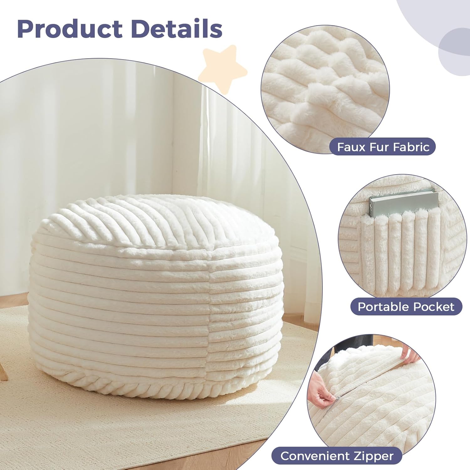 MAXYOYO Convertible Bean Bag Chair Bed for Kids with Foam Filling