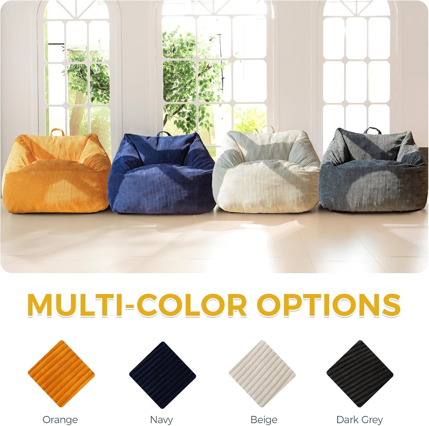 MAXYOYO Bean Bag Chair with Handle and Pocket for Adults Kids Teens