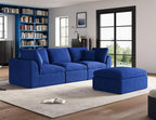 ohllob 110" Cloud Sectional Sofa L Shape Modular Couch with Ottoman 3 Seater