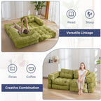 MAXYOYO L Shaped Folding Sofa Bed Convertible Sleeper with Pillow Armrest
