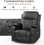 FURNIMAT 2 Seater Loveseat Recliner Sofa PU Leather with Cup Holders USB Ports