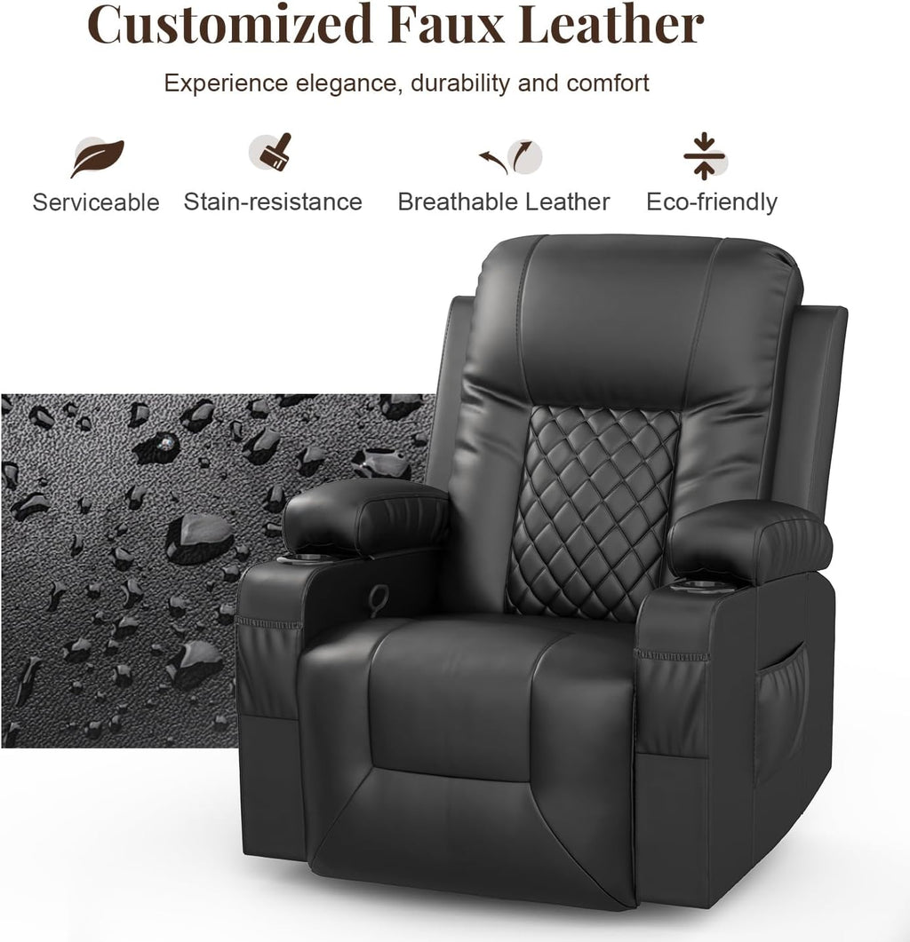 FURNIMAT Loveseat Recliner Sofa 2 Seater PU Leather Couch with USB Cup Holders