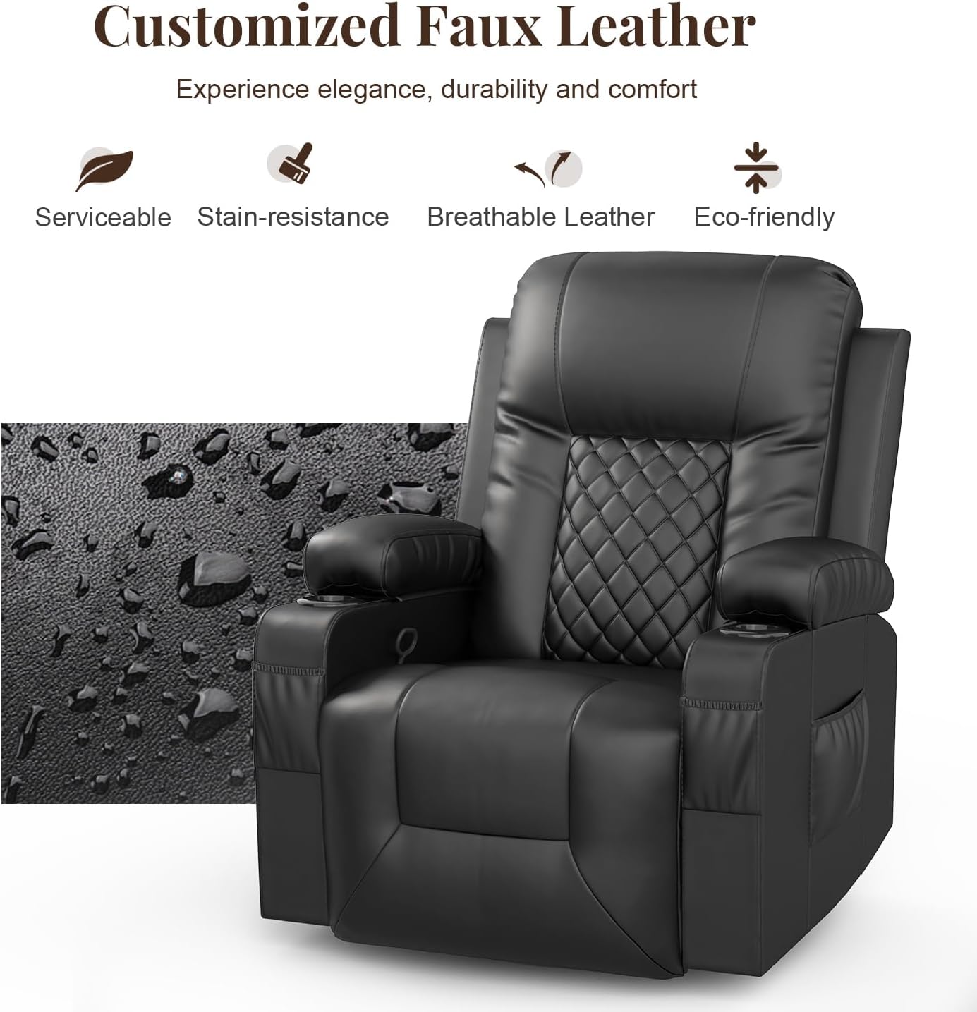 FURNIMAT Loveseat Recliner Sofa 2 Seater PU Leather Couch with USB Cup Holders