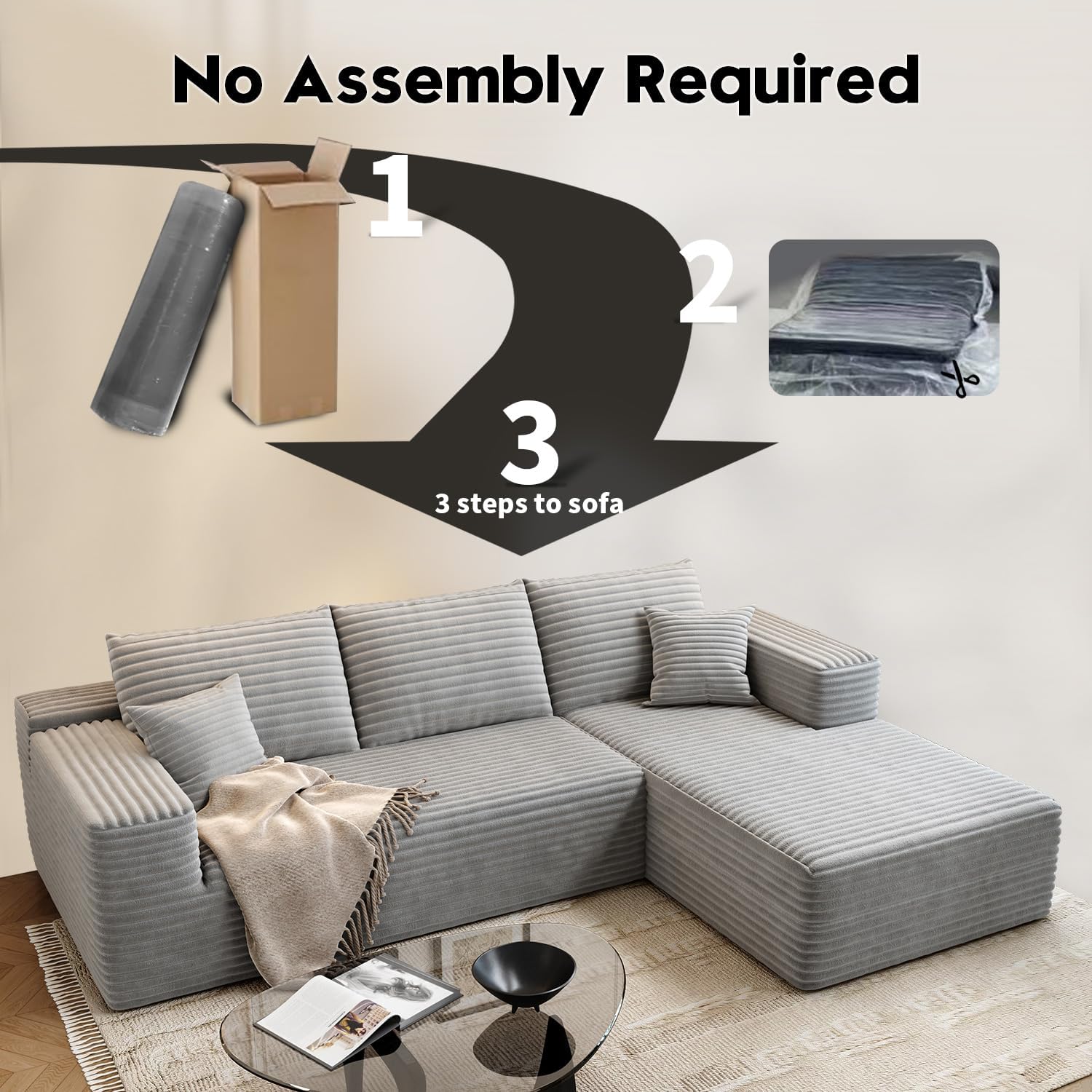 Settab Cloud Modular Sectional Sofa U Shaped Deep Seat Living Room Couch