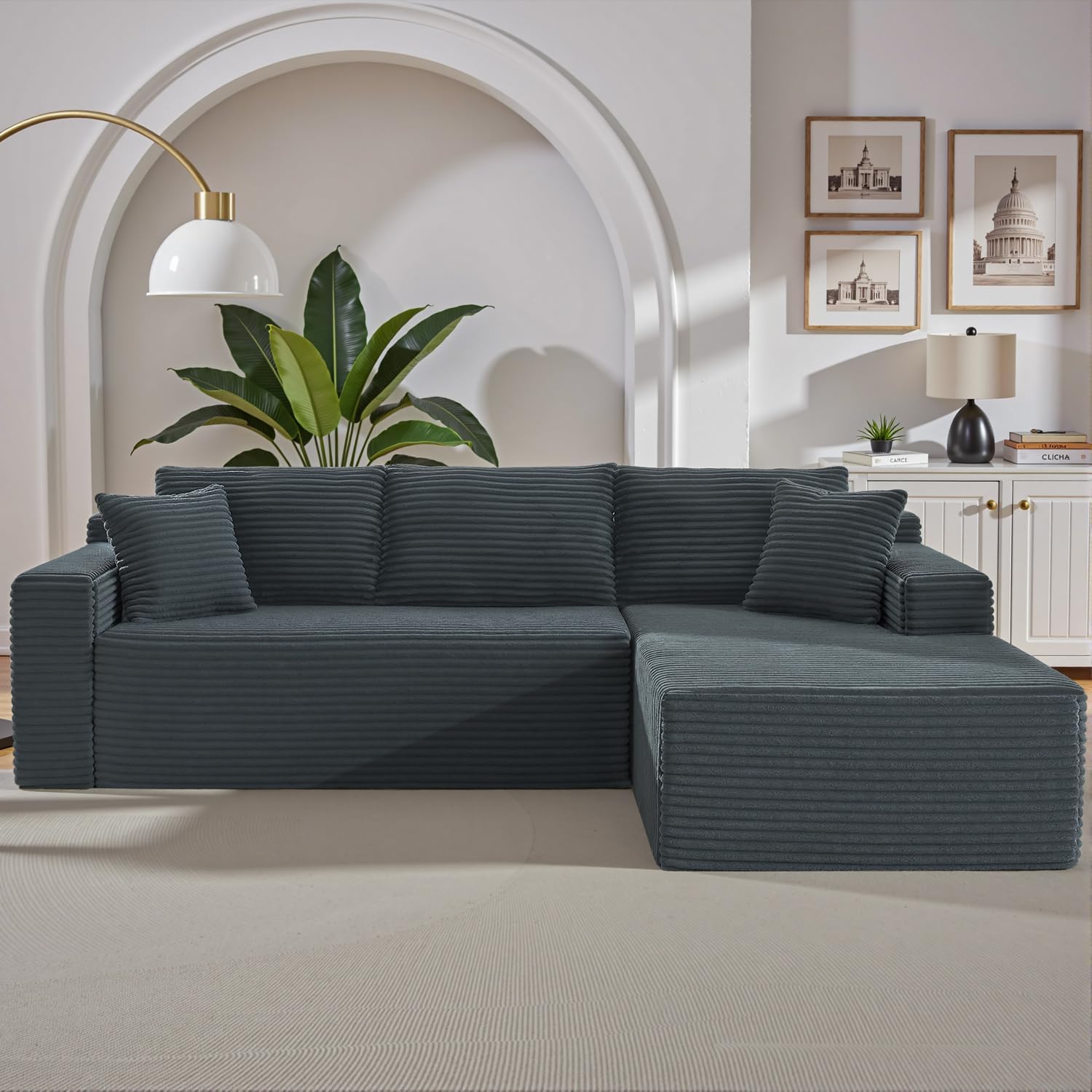 HANXIN Cloud Sectional Sofa L Shape Chaise Deep Seat Modular Living Room Couch