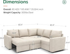 HONBAY Modular Sectional Sleeper Sofa L Shaped Couch with Pull Out Bed