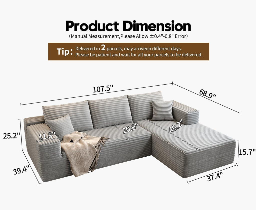 Settab Cloud Modular Sectional Sofa U Shaped Deep Seat Living Room Couch