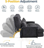 MAXYOYO Adjustable Floor Sofa Bed with Armrest Double Black Foldable Sleeper