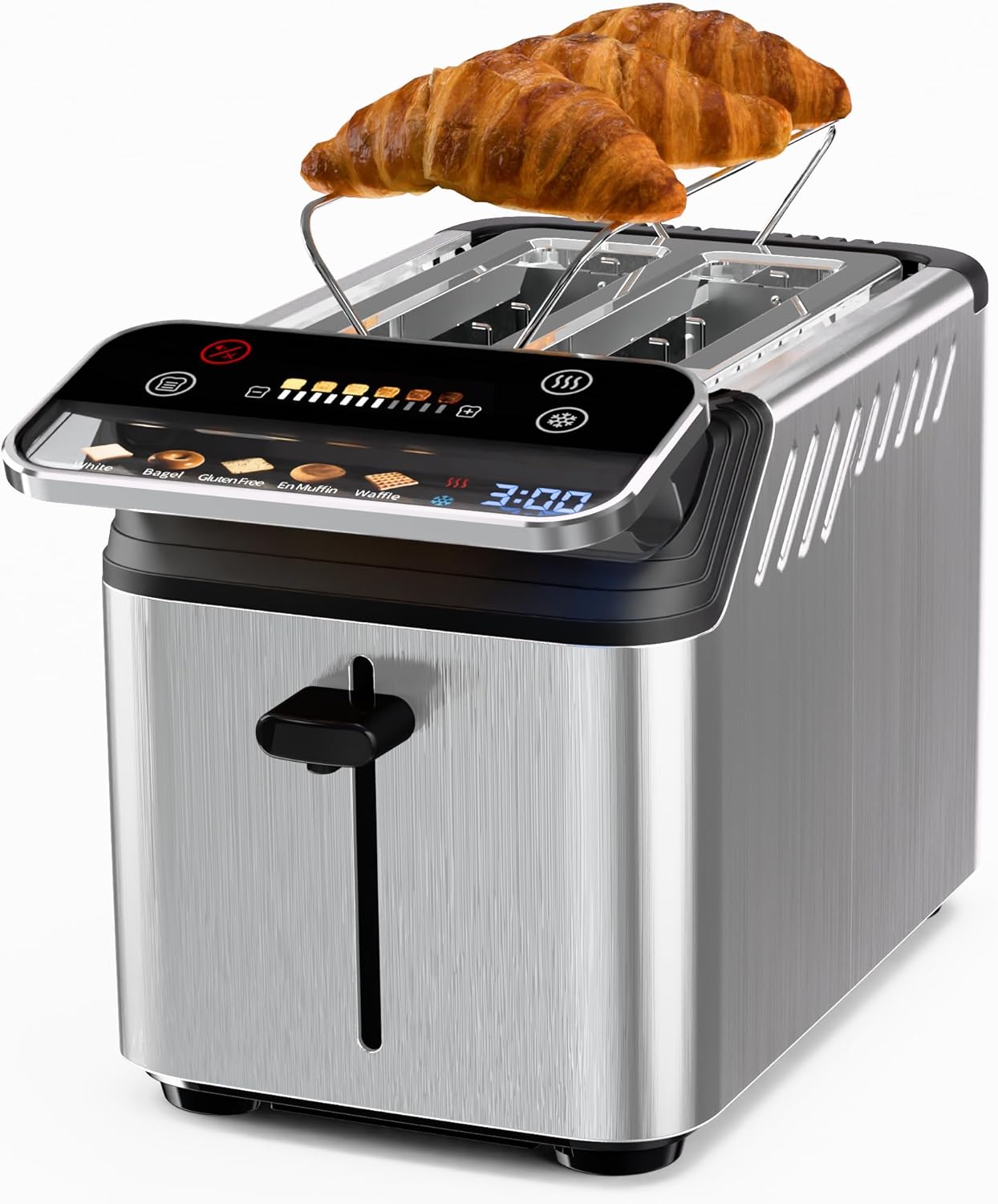 whall Digital Touch Screen Toaster 4 Slice Stainless Steel Dual Control Wide Slots