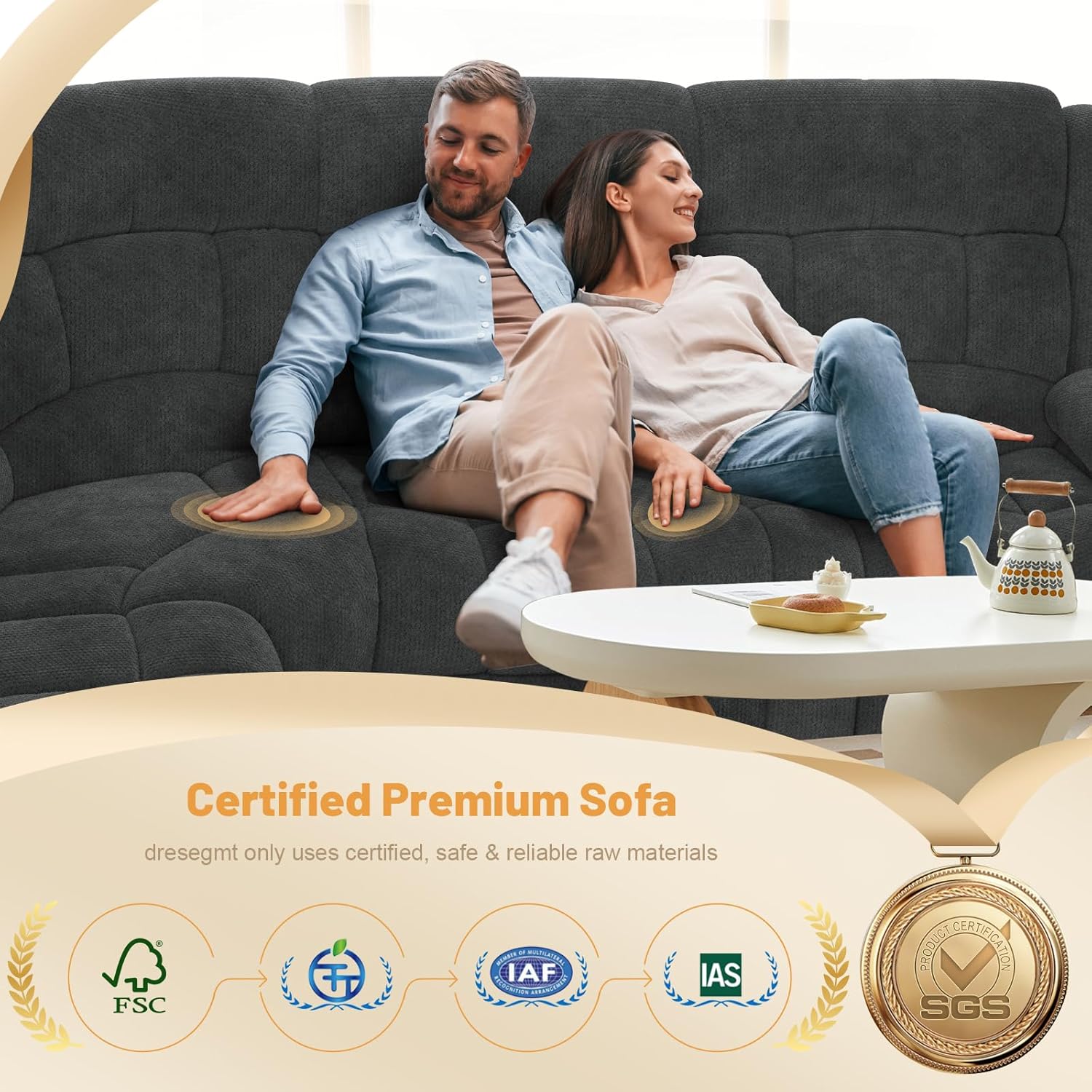 Dresegmt Loveseat Recliner Sofa 3 Seat Flip Backrest with Storage USB Cup Holders