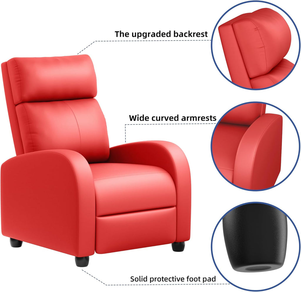 JUMMICO Adjustable Recliner Chair Home Theater Sofa with Thick Cushion