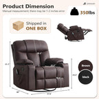 ANJ Swivel Rocker Recliner Chair Manual Fabric Small Space