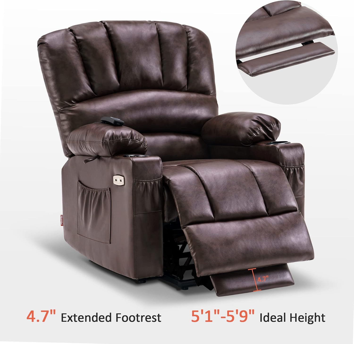 MCombo Power Lift Recliner Chair for Elderly with Heat Massage USB Cup Holders