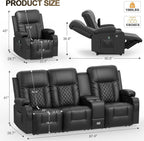 YONISEE 3 Seat Recliner Sofa Large Manual Reclining Couch with Storage Console