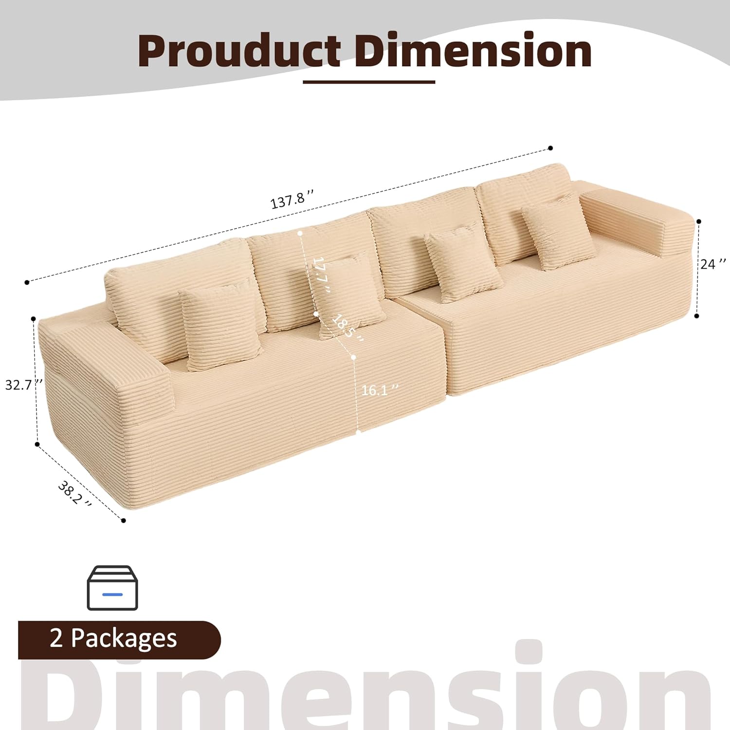 Afuson Boneless Sectional Sofa L Shape Deep Seat Cloud Couch Living Room