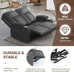 FURNIMAT Loveseat Recliner Sofa 2 Seater PU Leather Couch with USB Cup Holders