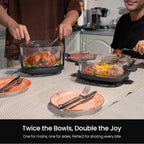 Kismile Portable Glass Air Fryer 5 in 1 Dual Containers Compact Smart Oven