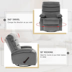 GNMLP2020 Swivel Rocker Recliner Chair Manual Small Space Nursery Living Room