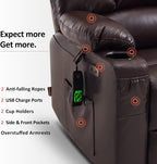 MCombo Large Power Lift Recliner Chair with Dual Motor Massage Heat Faux Leather