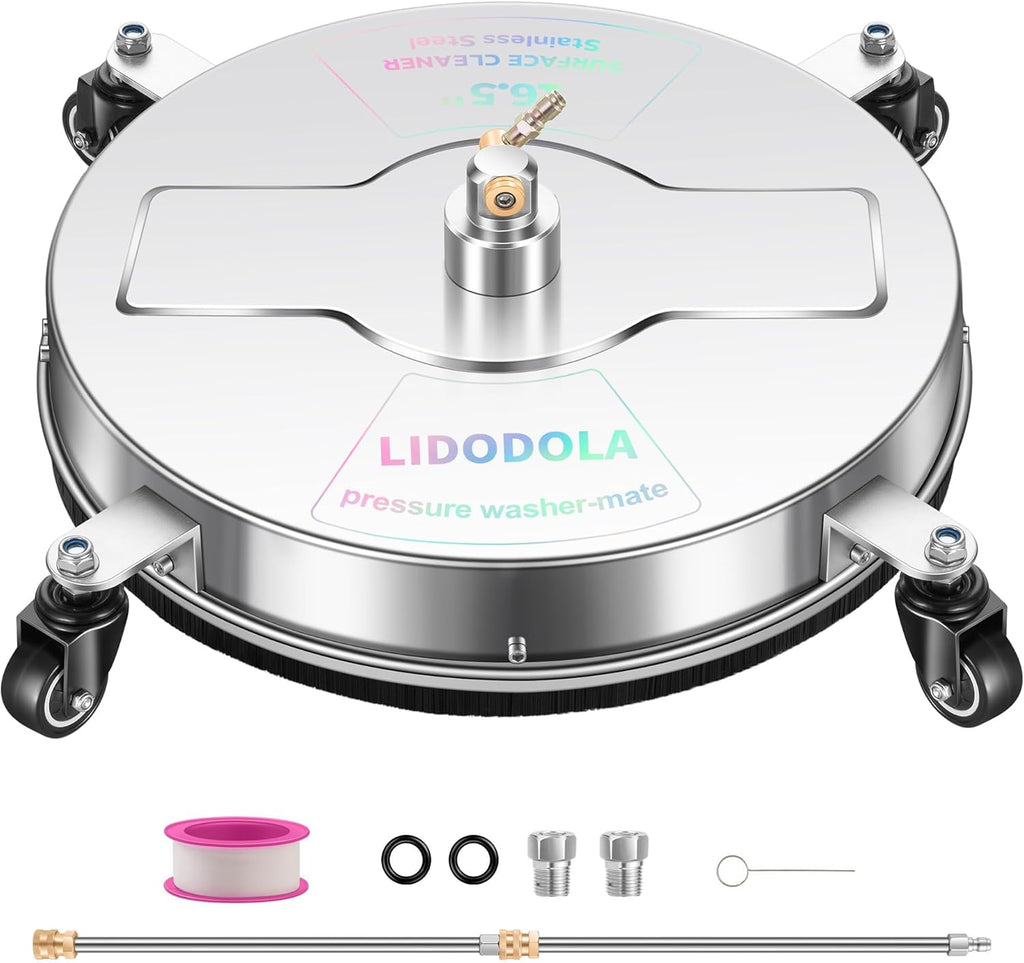 LidoDola 14 Inch Pressure Washer Surface Cleaner with Wheels for Concrete Patio Deck