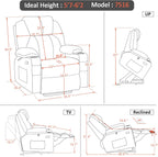 MCombo Power Lift Recliner Chair for Elderly with Heat Massage USB Cup Holders
