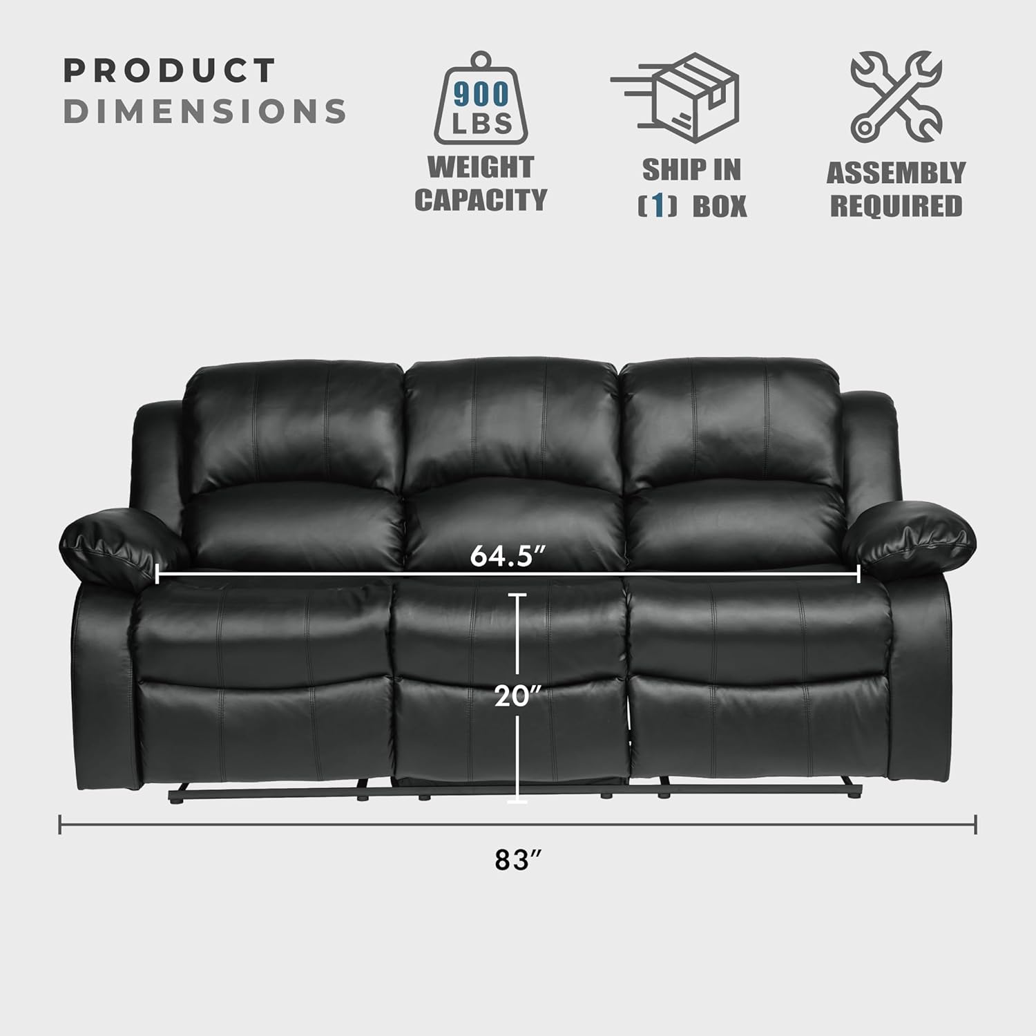 Lexicon Loveseat Recliner Double Sofa Manual Pull Tab Faux Leather Living Room