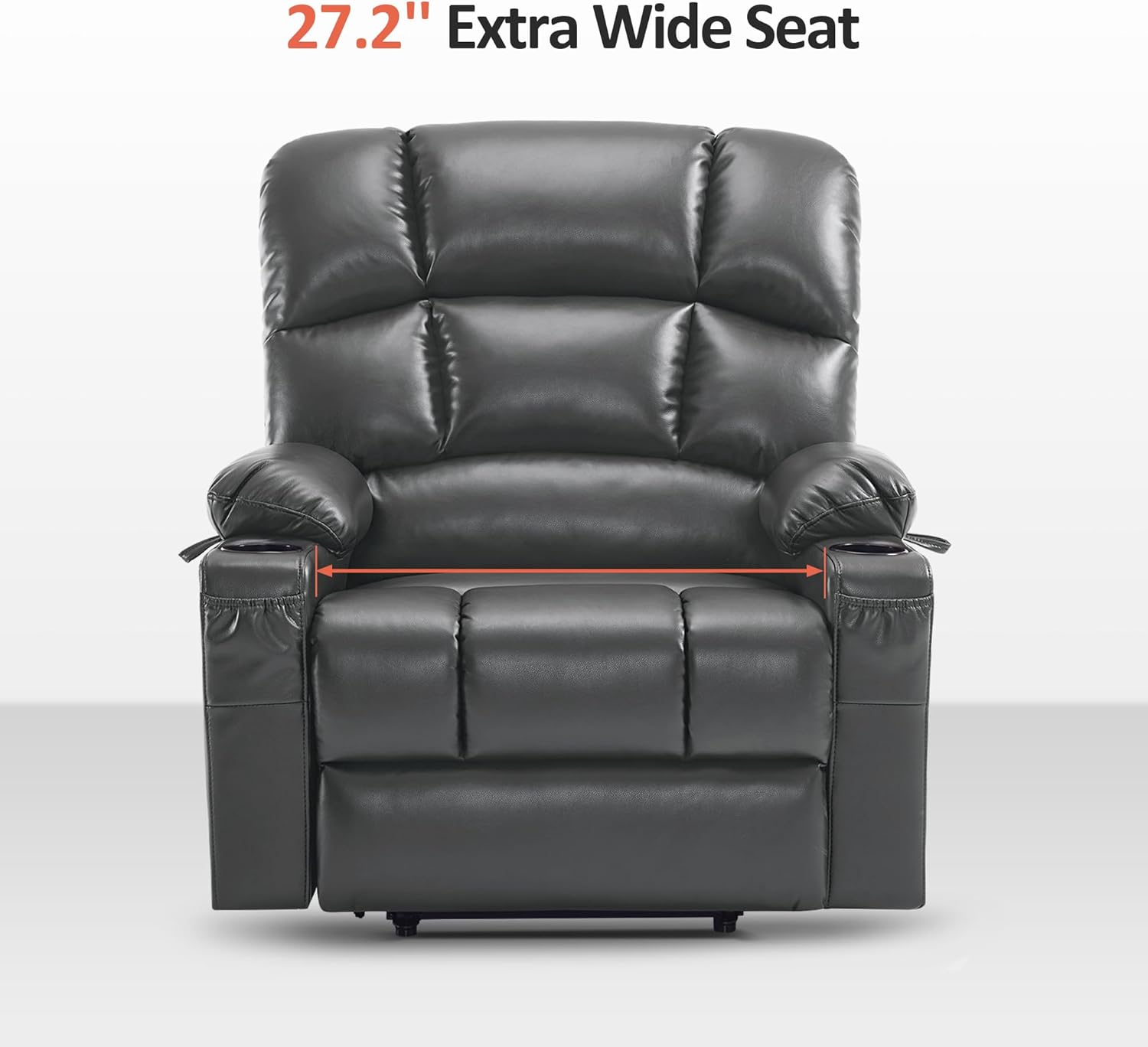 MCombo Large Power Lift Recliner Chair with Dual Motor Massage Heat Faux Leather
