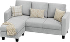 VICTONE Convertible L Shaped Sectional Sofa Couch 3 Seat with Ottoman