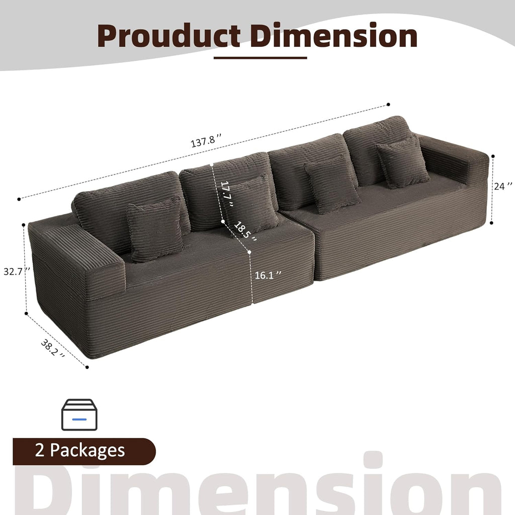 Afuson Boneless Sectional Sofa L Shape Deep Seat Cloud Couch Living Room