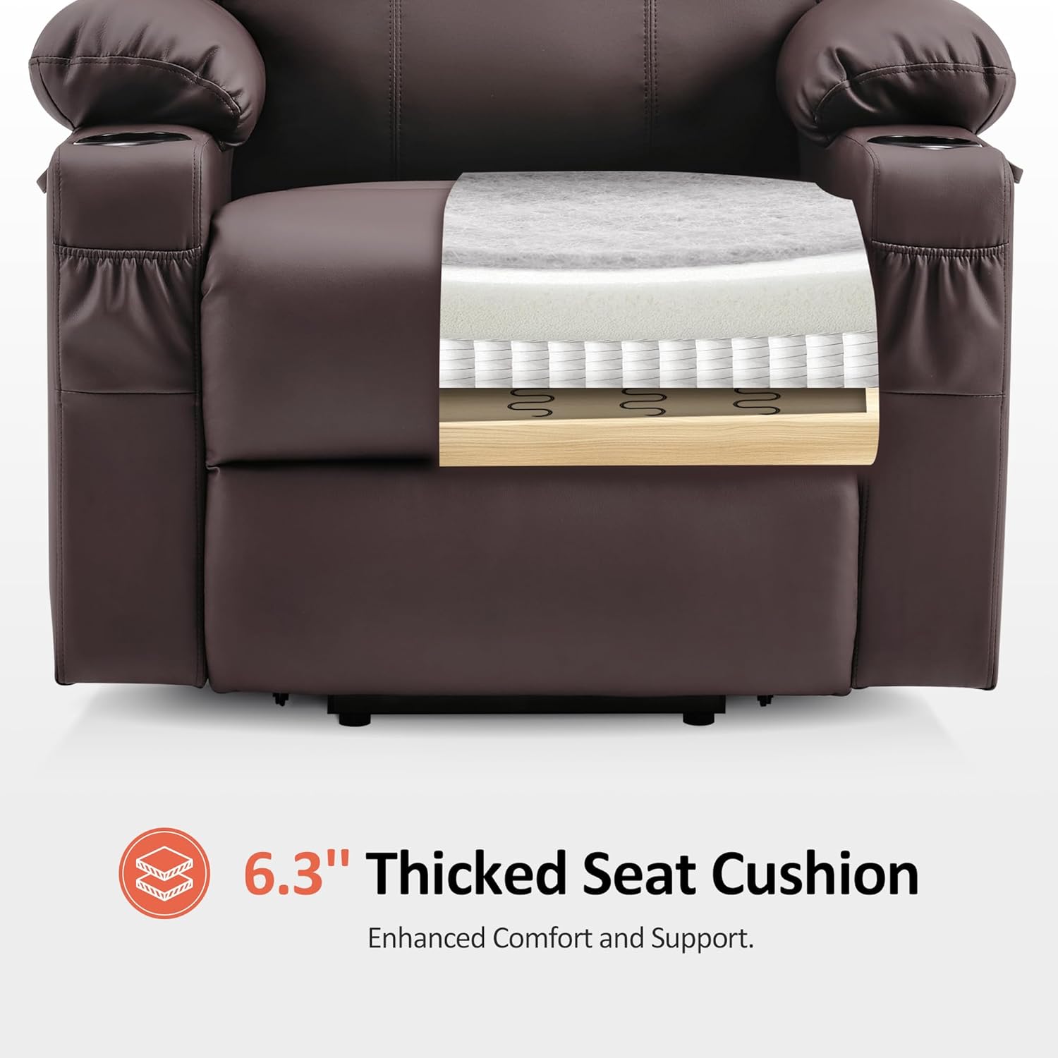 MCombo Electric Power Lift Recliner Massage Heat Chair for Elderly 3 Positions 2 Pockets USB