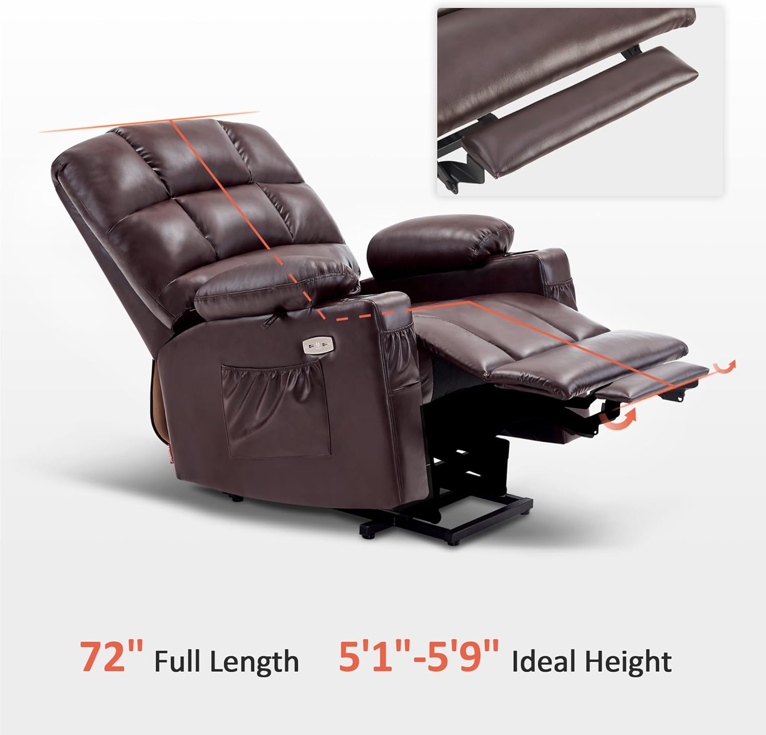 MCombo Large Power Lift Recliner Chair with Dual Motor Massage Heat Faux Leather