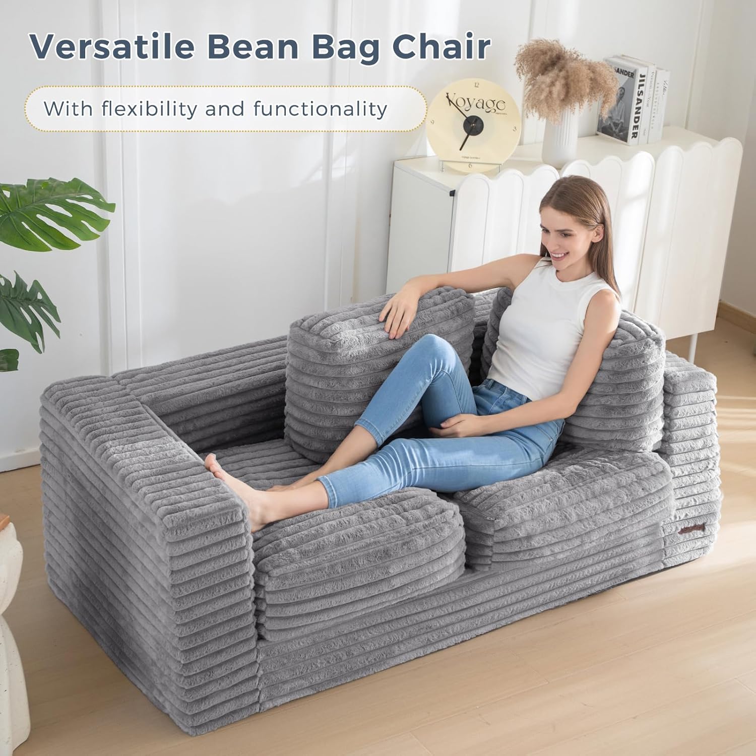MAXYOYO Giant Bean Bag Chair for Adults with Pillows and Armrests