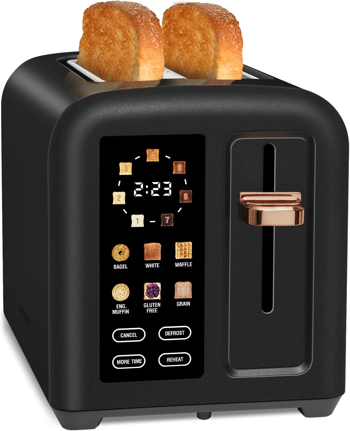 SEEDEEM 4 Slice Touch Screen Toaster LCD Display 7 Shade Settings Wide Slots 1800W