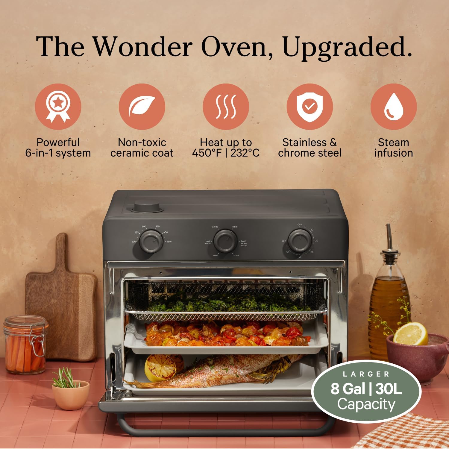 Our Place Air Fryer Toaster Oven 6 in 1 Compact Countertop Blue Multifunction