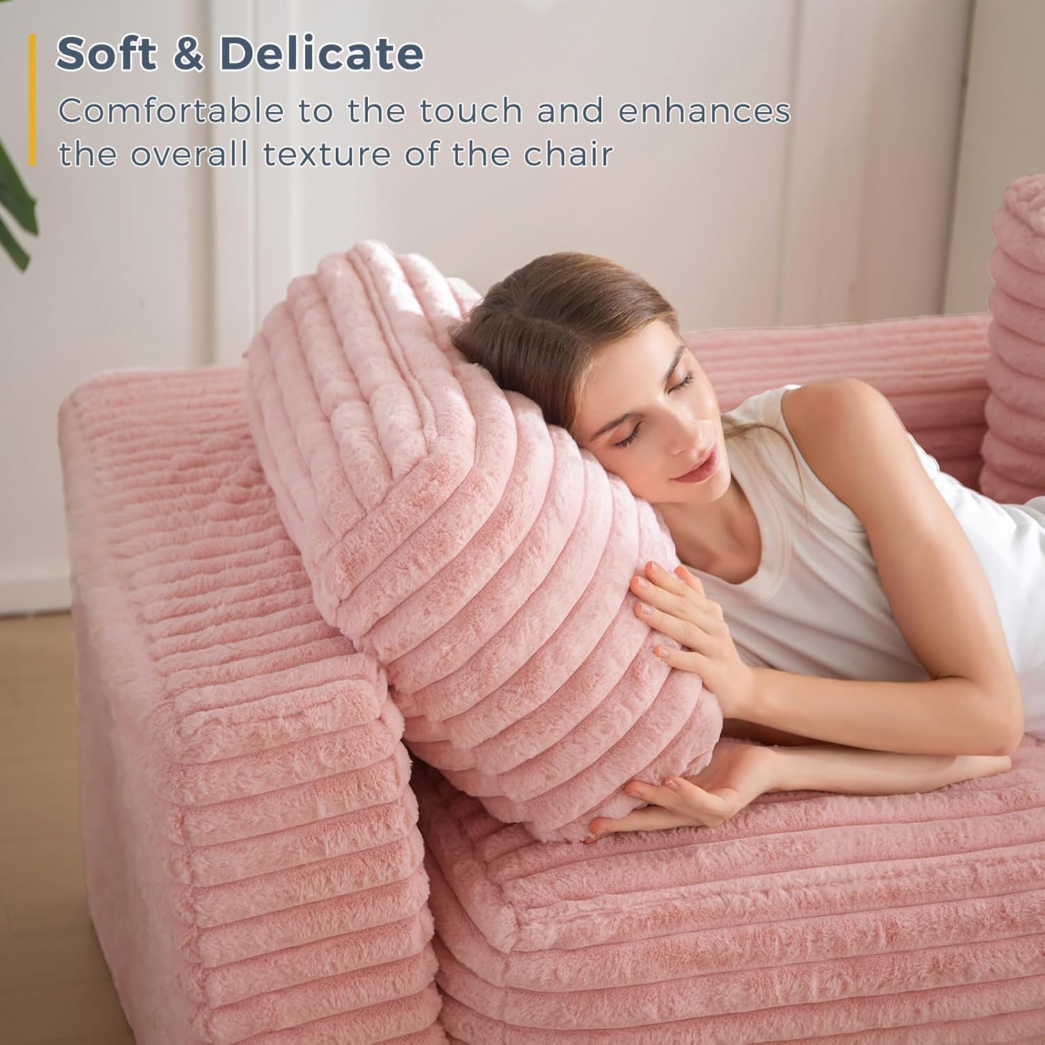 MAXYOYO Bean Bag Sofa with Armrests and Pillows Two Seat Fluffy Floor Couch