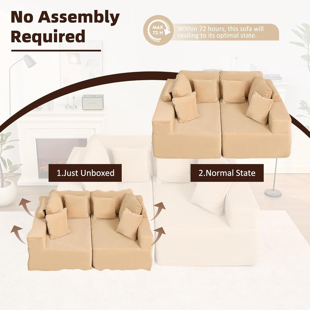 Afuson Boneless Sectional Sofa L Shape Deep Seat Cloud Couch Living Room