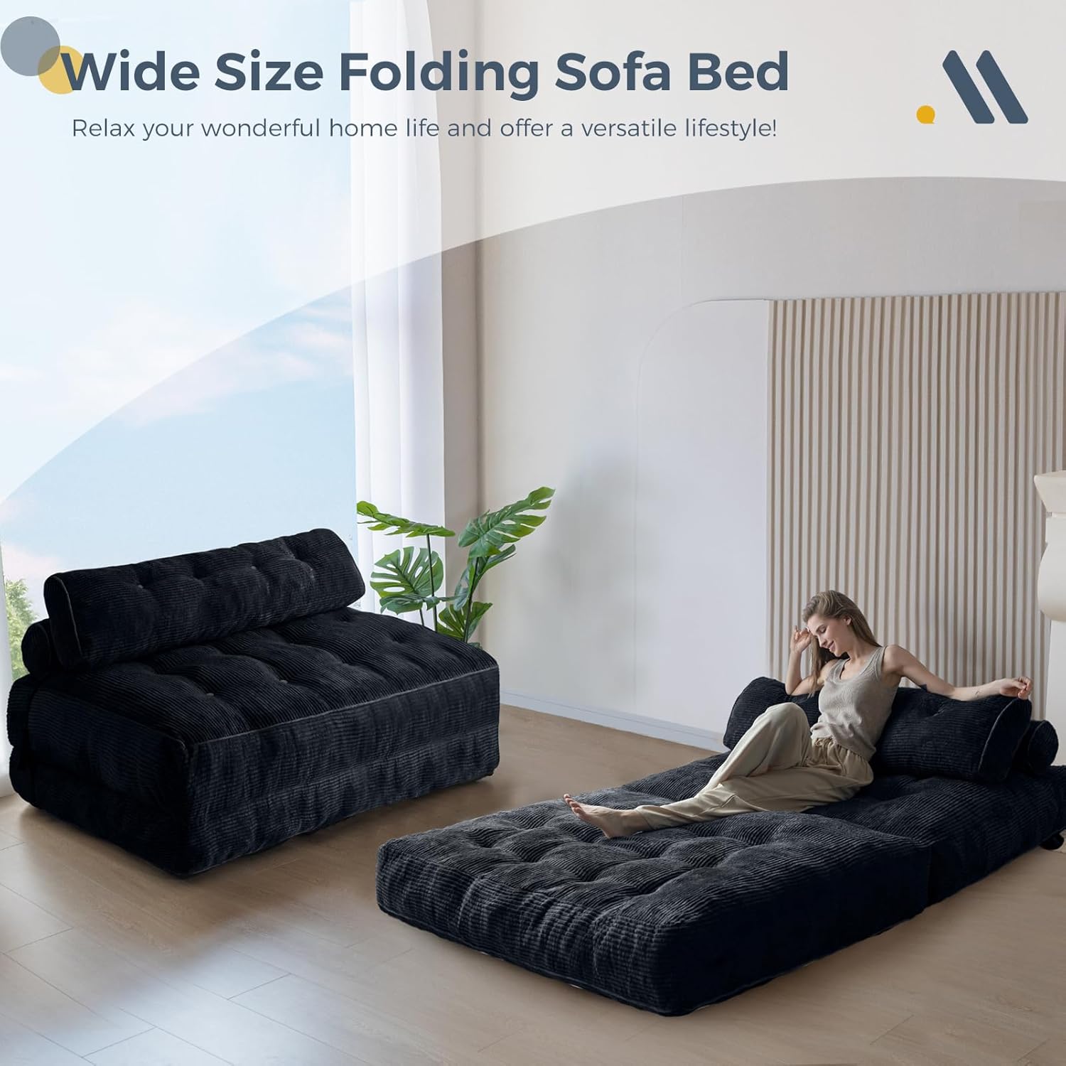 MAXYOYO Folding Sofa Bed Convertible Sleeper Chair with Pillow