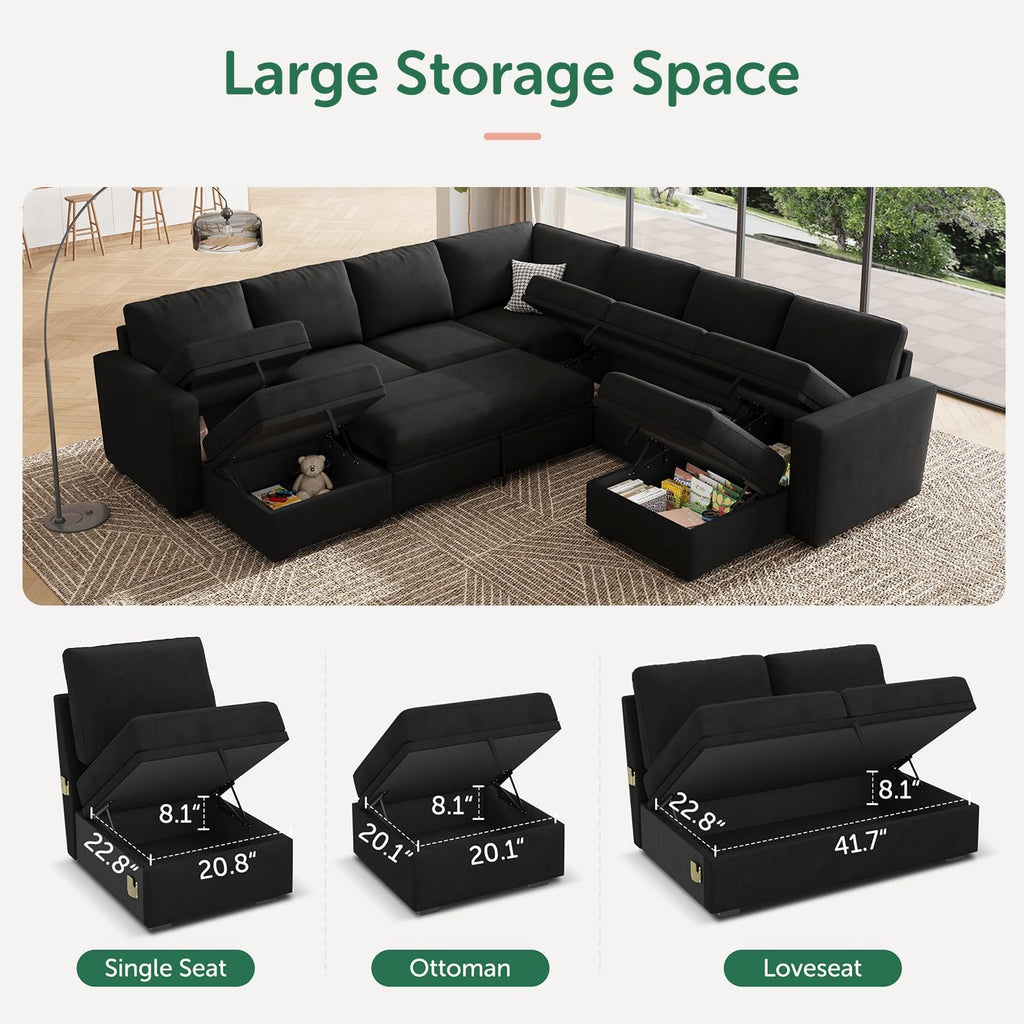 HONBAY Modular Sectional Sleeper Sofa L Shaped Couch with Pull Out Bed