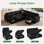 HONBAY Modular Sectional Sleeper Sofa L Shaped Couch with Pull Out Bed